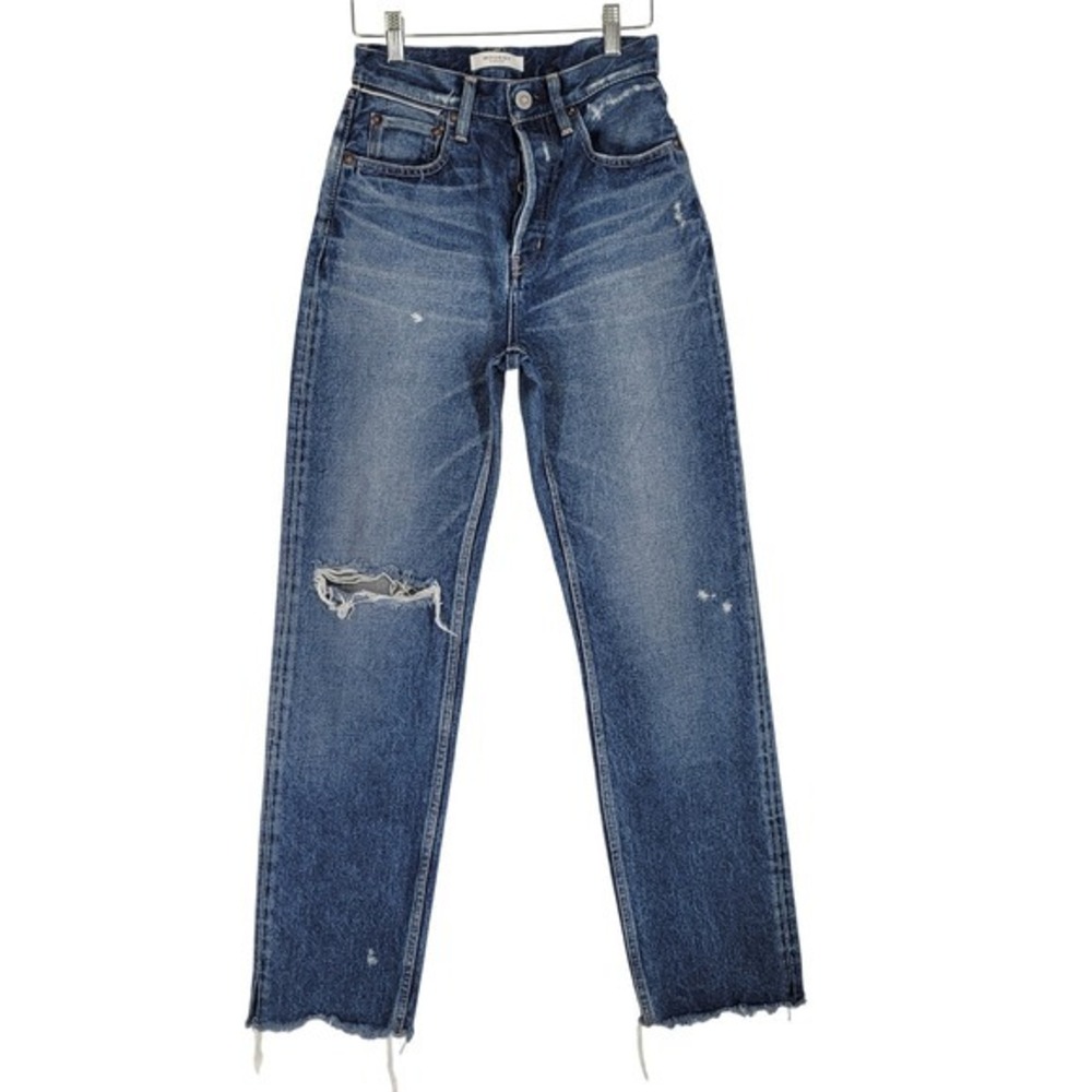 Moussy‎ Vintage Guilford High Rise Straight Leg Distressed Blue Jeans Size 25